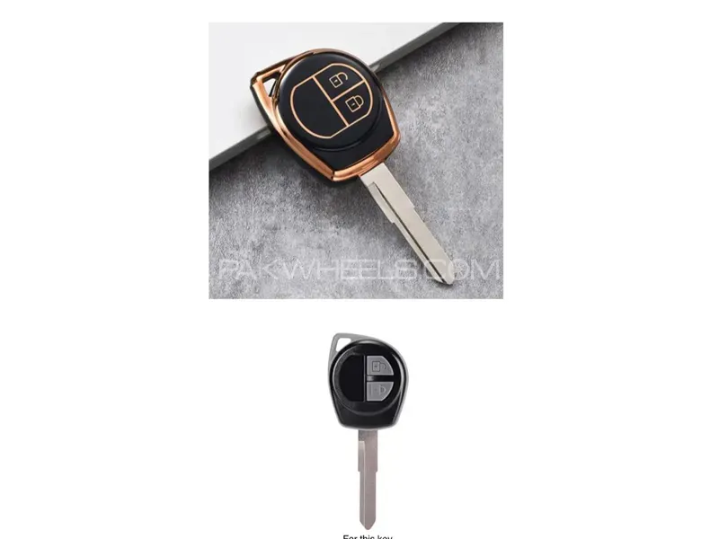 EXCLUSIVE GOLD-LINE  Suzuki Alto TPU Key Cover Black And Gold Image-1