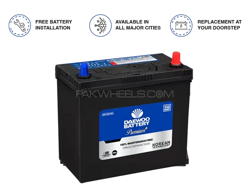 Daewoo Battery DL/R 55+ - 42 Ampere Car Battery  Image-1
