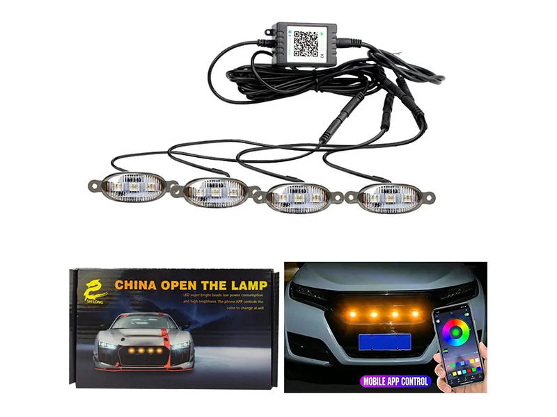 SHILONG 4PCS Front Grill LED Lights RGB With APP