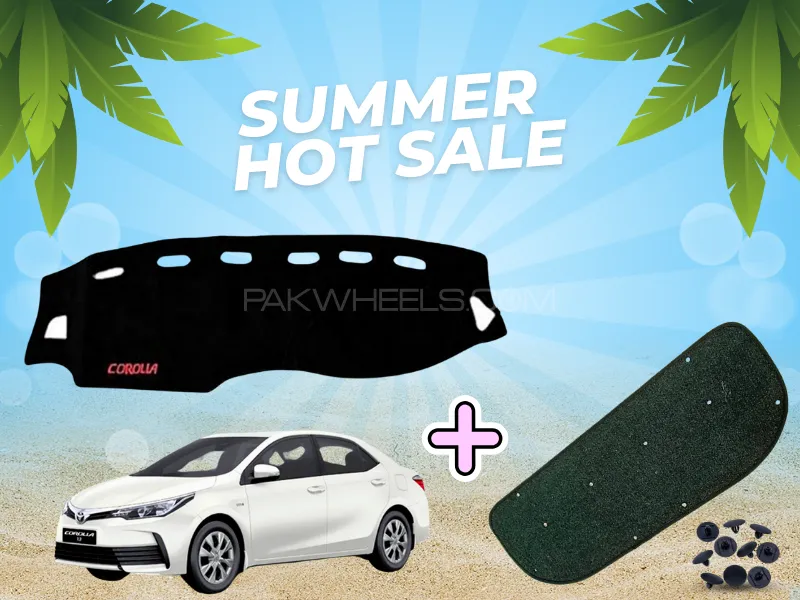 Toyota Corolla | Summer Hot Deal | Dashboard Velvet Black Mat With Bonnet Insulator | Deals | Offers Image-1