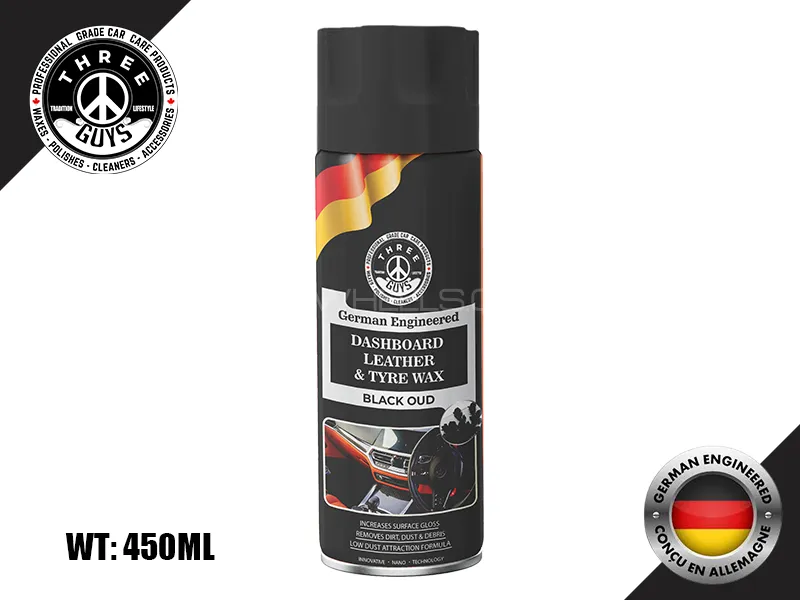  Three Guys Dashboard Leather & Tyre Wax Black Oud Car Polish Image-1