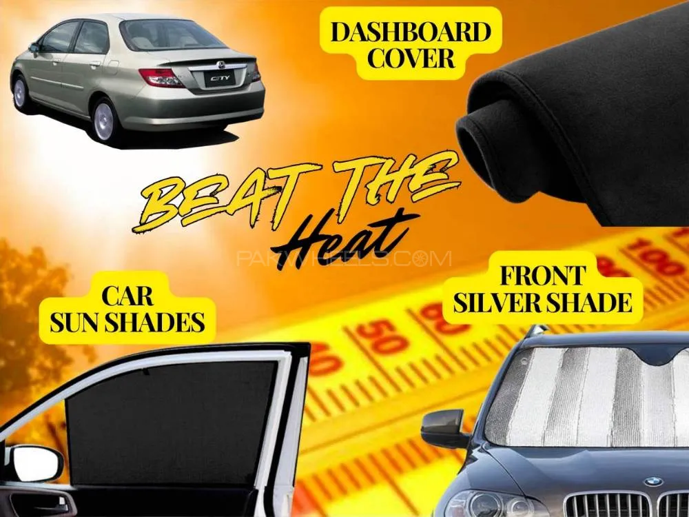 Honda City 2003 - 2008 Summer Package | Dashboard Cover | Foldable Sun Shades | Front Silver Shade