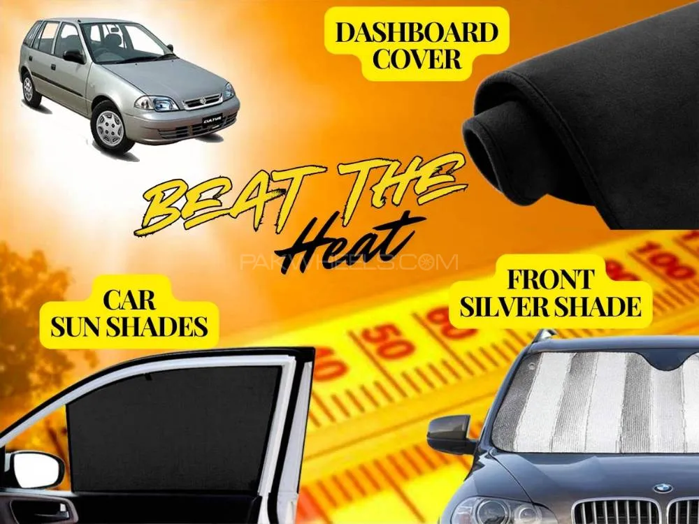 Suzuki Cultus Old Summer Package | Dashboard Cover | Foldable Sun Shades | Front Silver Shade
