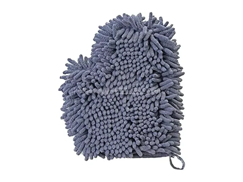 Grey Car Microfiber Cleaning Dusting Microfiber Wash Mitt Gloves With Premium Quality Pc 1 Image-1