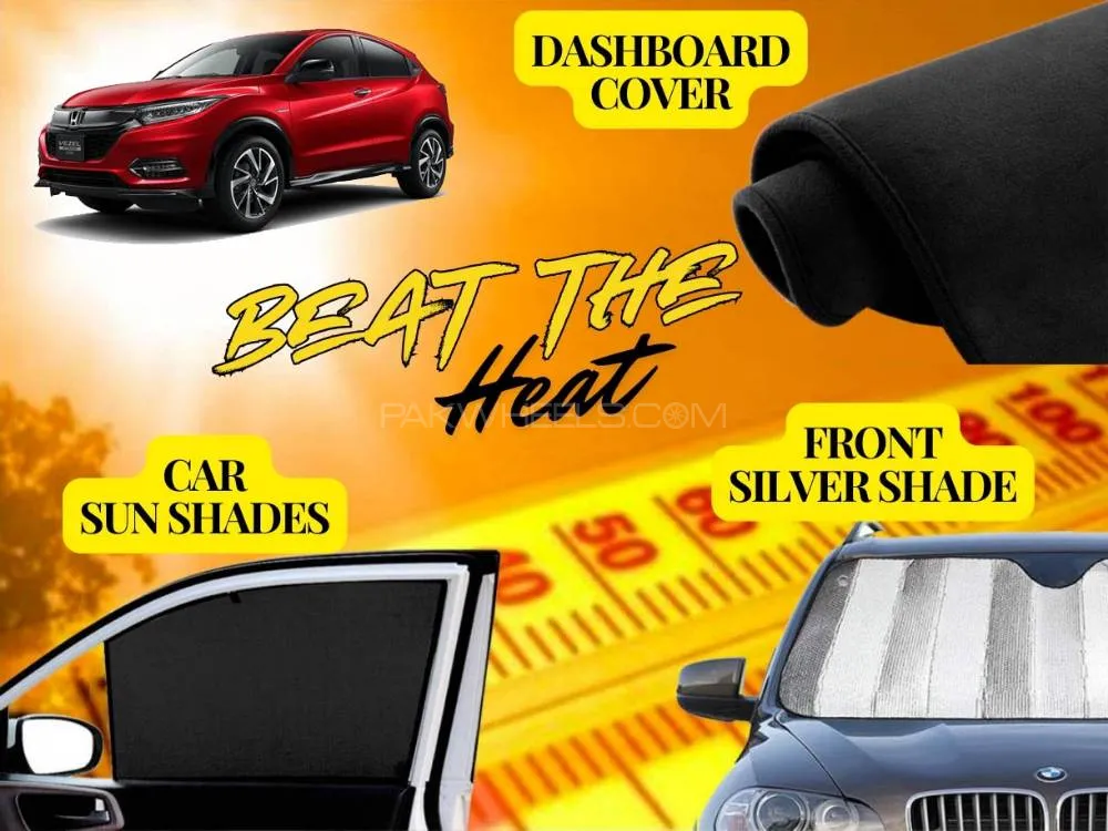 Honda Vezel Summer Package | Dashboard Cover | Foldable Sun Shades | Front Silver Shade