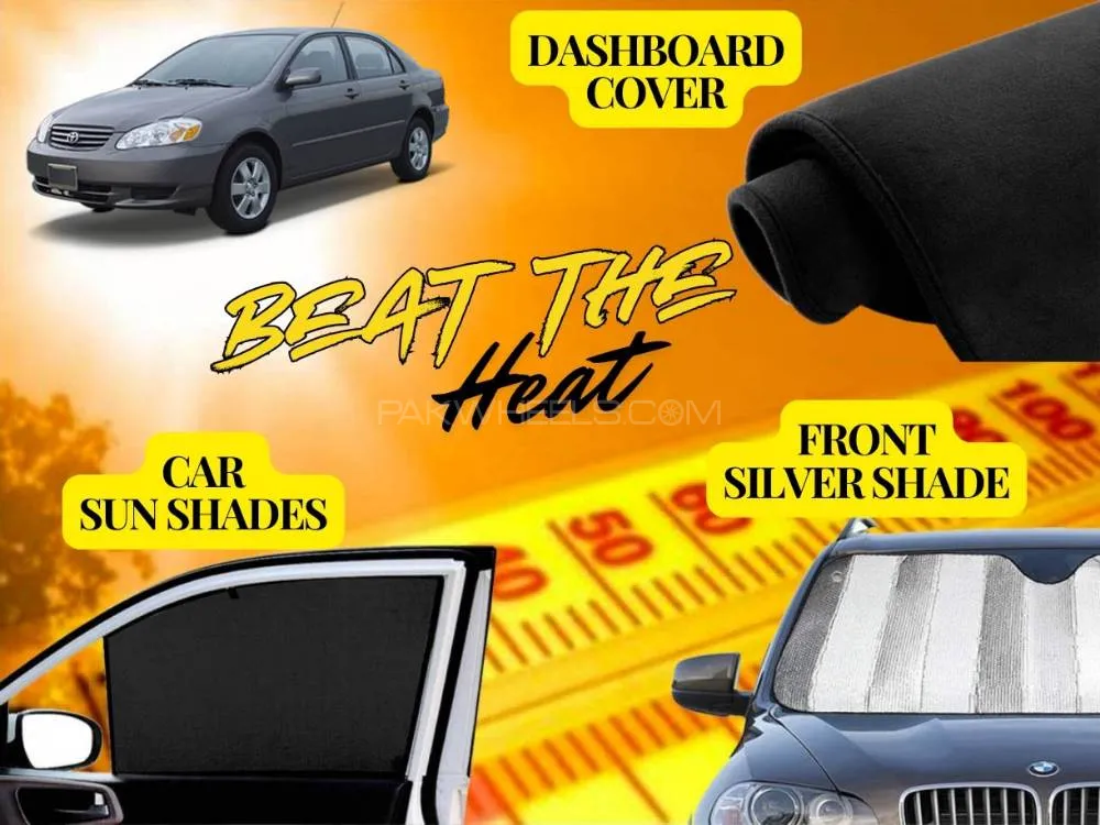 Toyota Corolla 2002 - 08 Summer Package | Dashboard Cover | Foldable Sun Shades | Front Silver Shade