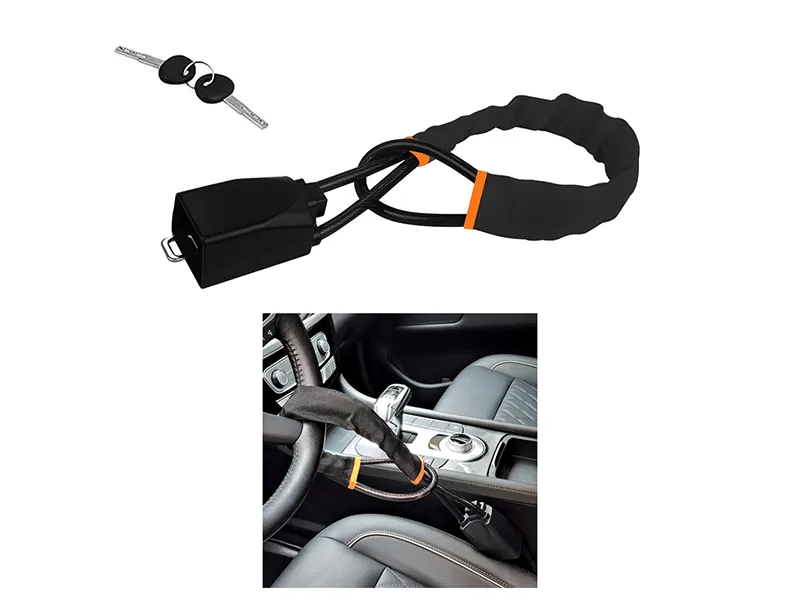 Car Steering Wheel Steel Lock Seat Belt Anti-theft Lock With 2 Keys Anti-theft Device Image-1