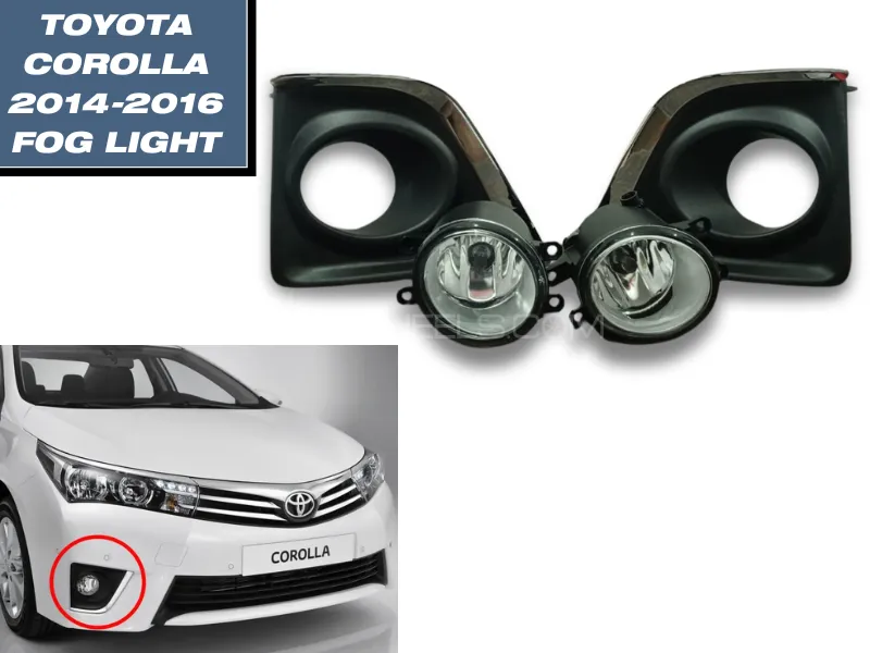 Front Fog Lights For Toyota Corolla 2014-2016 | Halogen Bulbs with Switch Wires Grilles Covers