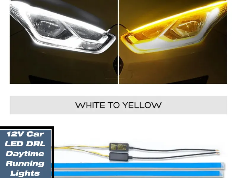 12V Car LED DRL Daytime Running Lights | Waterproof Flexible Soft Strip Universal Auto Flow Runs LED Image-1