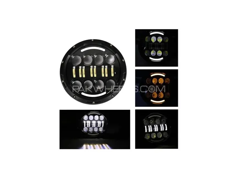 Jeep Round Headlight 7 Inch Projector style Full DRL 2 pcs Set Image-1