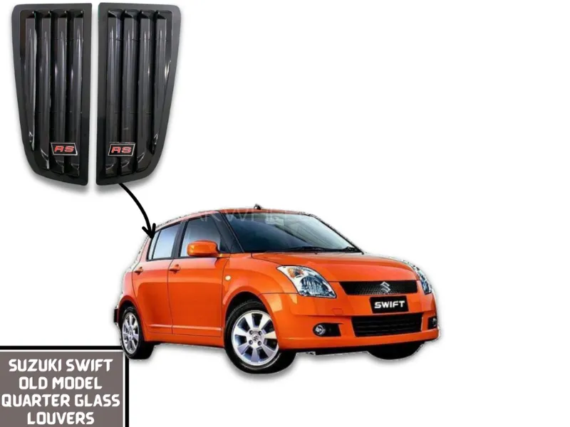 Suzuki Swift Old Quarter Glass Louvers in Glossy Black color Model 2014-2020 | Lamborghini Style Image-1