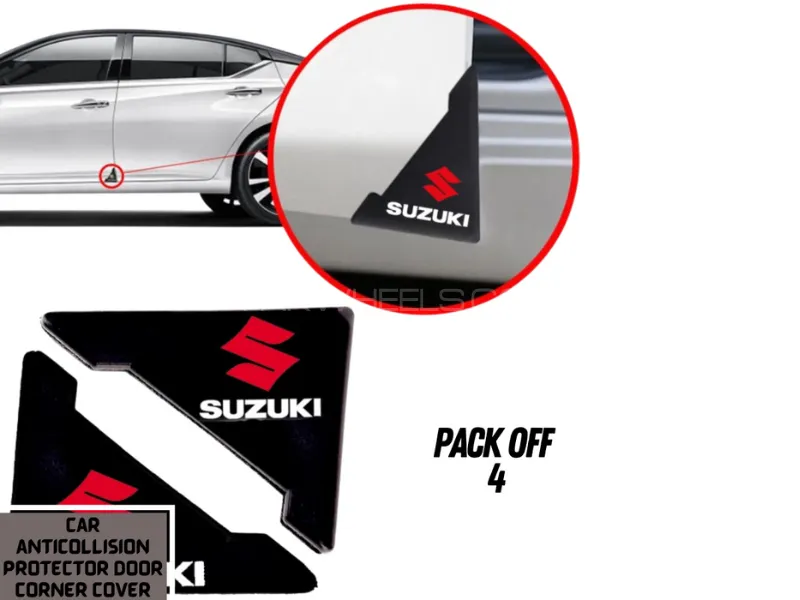 4pcs Car Door Corner Anti-collision Stickers | Suzuki Black Protector Anti-Scratch Stickers