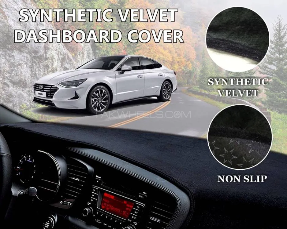 Hyundai Sonata Velvet Dashboard Cover | Non Slip | Double Layer | Heat Proof  Image-1