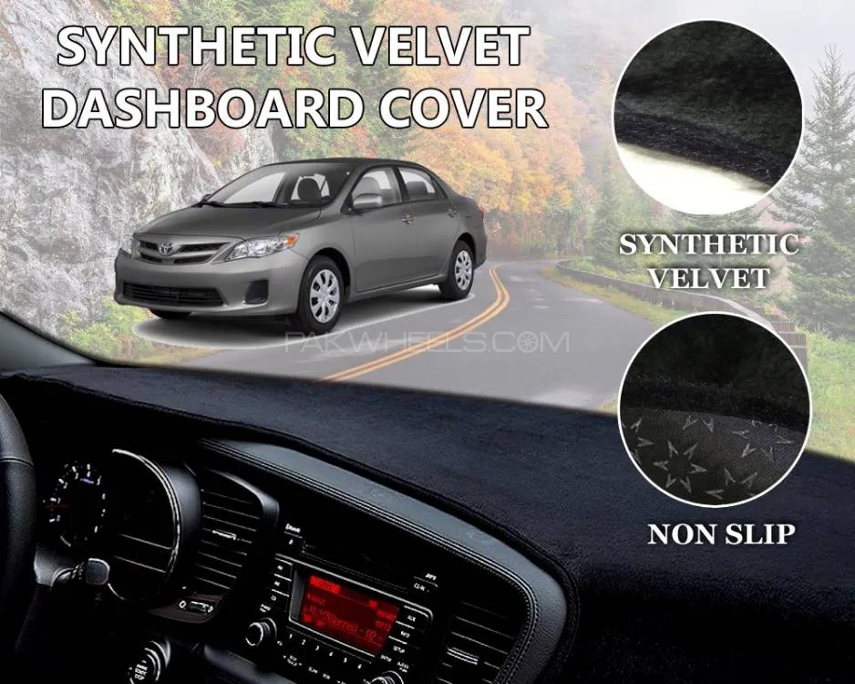 Toyota Corolla 2009 - 2013 Velvet Dashboard Cover | Non Slip | Double Layer | Heat Proof  Image-1
