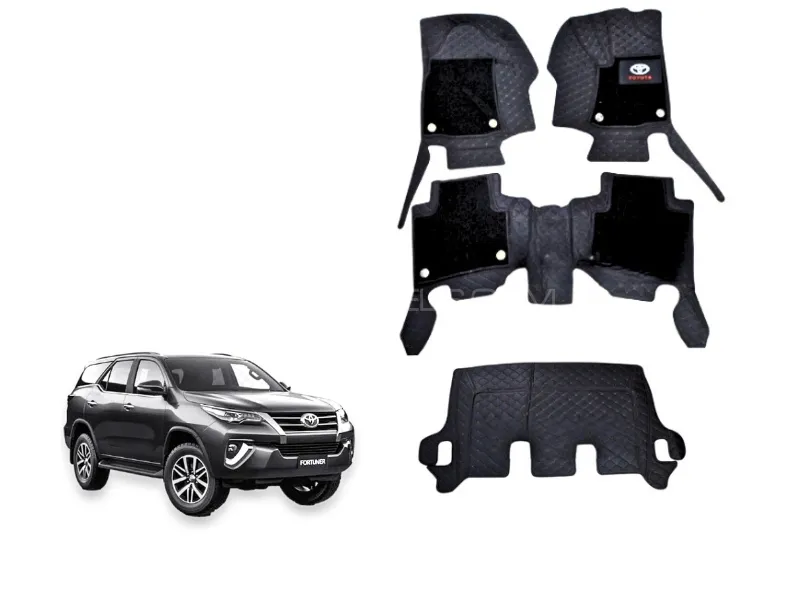 Toyota Fortuner 9D Floor Mats | Black | 4 Piece Image-1