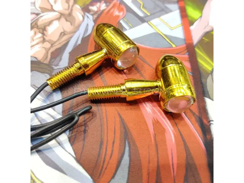 Universal Golden Motorcycle Led Black Mini Bullet Turn Signals Lights Blinker Indicator 4 Pcs Set Image-1