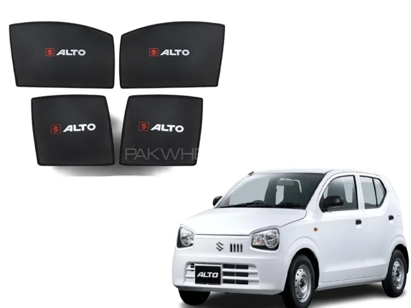 Premium High Quality Sun Shades (4 Pcs) for Suzuki New Alto 660cc with Logo Image-1
