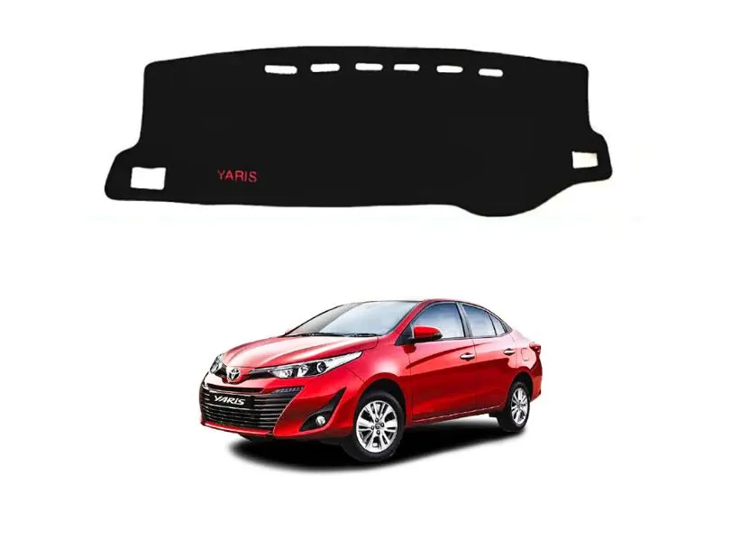 Toyota Yaris Imported Velvet Dashboard Mat Black Image-1