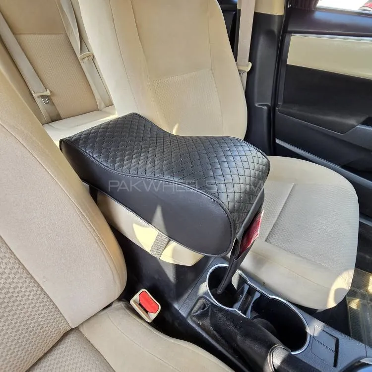 Universal Car Arm Rest Cushion Memory Foam PU Leather Armrest Seat Box Cover Protector 1 Pc(Black) Image-1