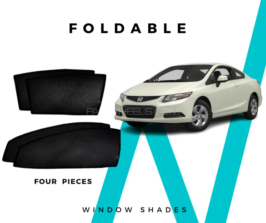 Honda Civic 2012-2016 Sun Shades - Window Shades - 4 Pcs - Black Image-1