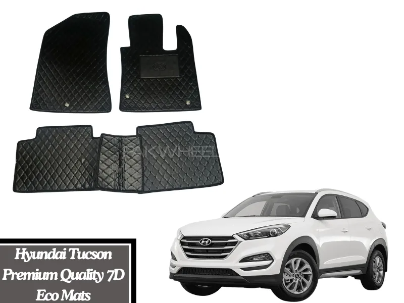 Hyundai Tucson 7D Flat Eco Mats with Red Thread | Hyundai Tucson Black Color 7D Eco Mats Image-1
