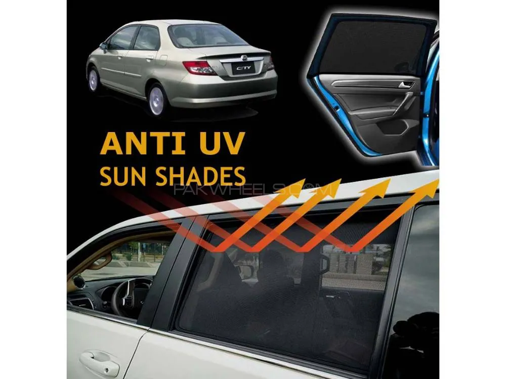 Honda City 2003 - 2008 Sun Shades | Anti UV Special Shades | Foldable | Jersy Fabric | Pack In Bag Image-1