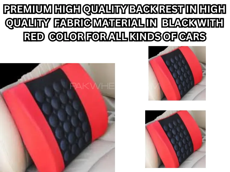 Premium High-Quality Back Rest - Black with Red Accents (Pack of 2) Image-1