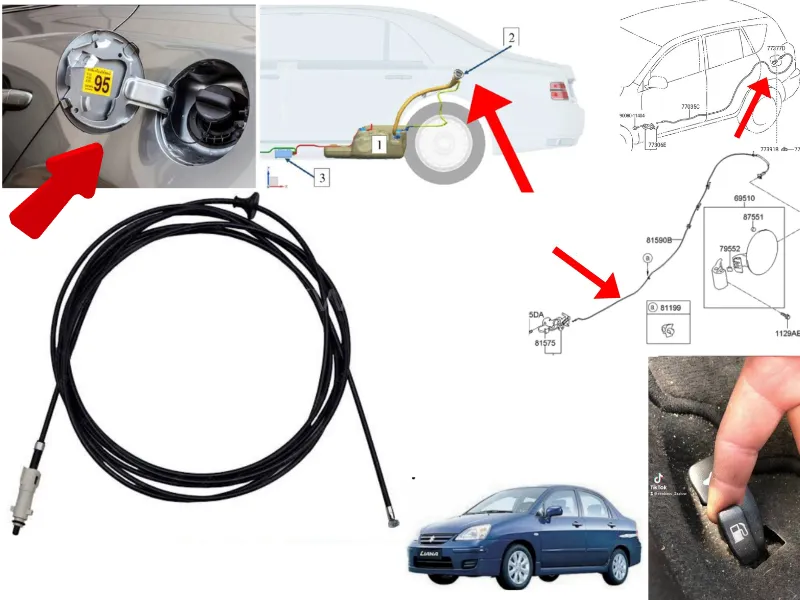 Suzuki Liana Fuel Tank Opener Cable / Gas Tank Cable / Patrol Tank Opener Cable  Image-1