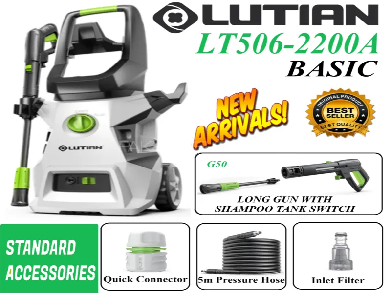 LUTIAN- LT506-2200A ( Basic ) High Car Pressure Washer 170 Bar 2200 Watts Built-in Shampoo Tank  Image-1