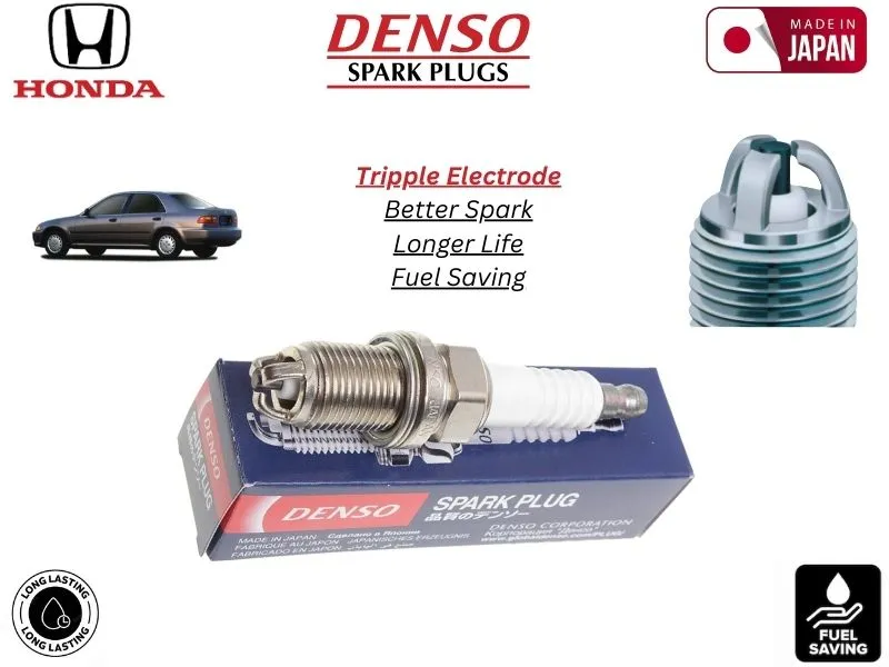 Honda Civic 1992-1996 Denso Spark Plug | 4 Pcs | Made in Japan | Tripple Electrode Image-1