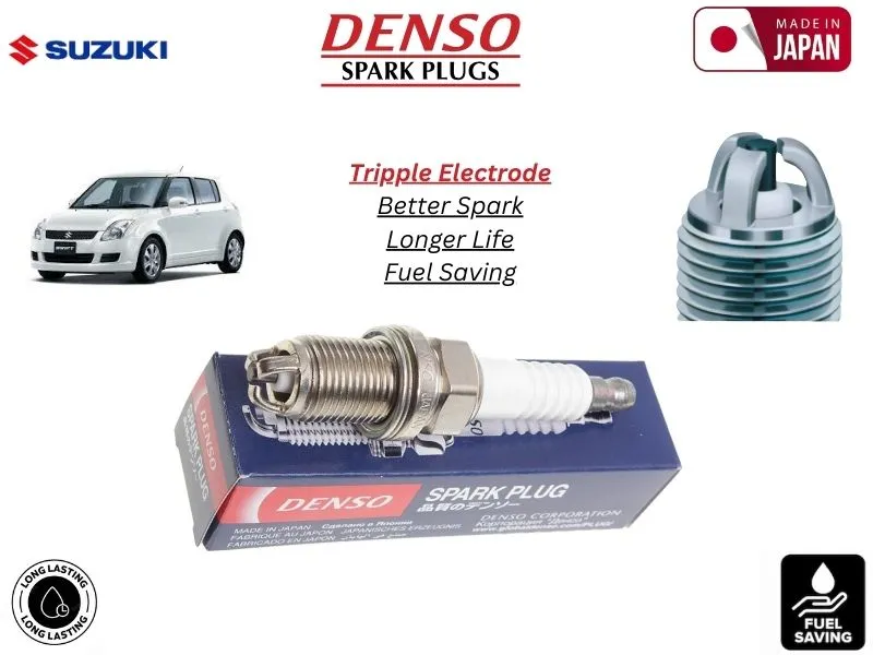 Suzuki Swift 2007-2021 Denso Spark Plug | 4 Pcs | Made in Japan | Tripple Electrode Image-1