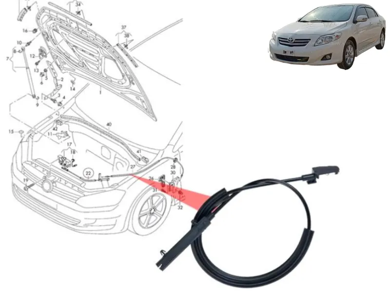 Toyota Corolla XLi 2009-2014 Bonet Opener Cable  Image-1