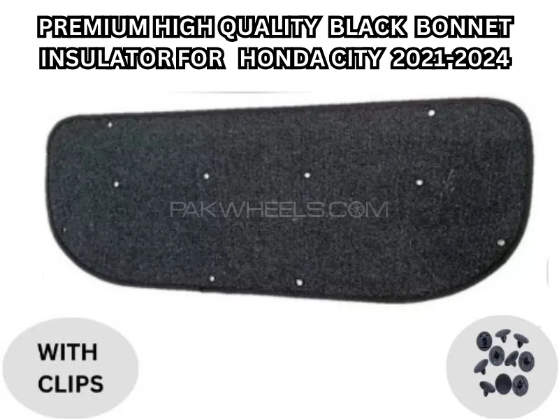 Premium High Quality Black Bonnet Insulator with Clips for Honda City 2021-2024 Premium High Quality Black Bonnet Insulator with Clips for Honda City 2021-2024 Image-2