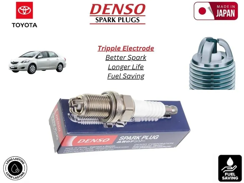 Toyota Belta 2005-2012 Denso Spark Plug | 4 Pcs | Made in Japan | Tripple Electrode Image-1