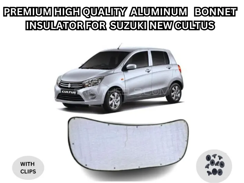 Premium High Quality Aluminum Bonnet Insulator with Clips for Suzuki New Cultus Image-1
