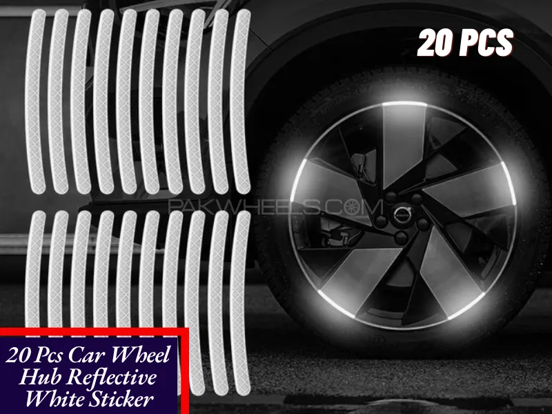 20pcs Car Wheel Hub Reflective White Sticker Tire Rim Reflective Strips Luminous for Night Driving Image-1