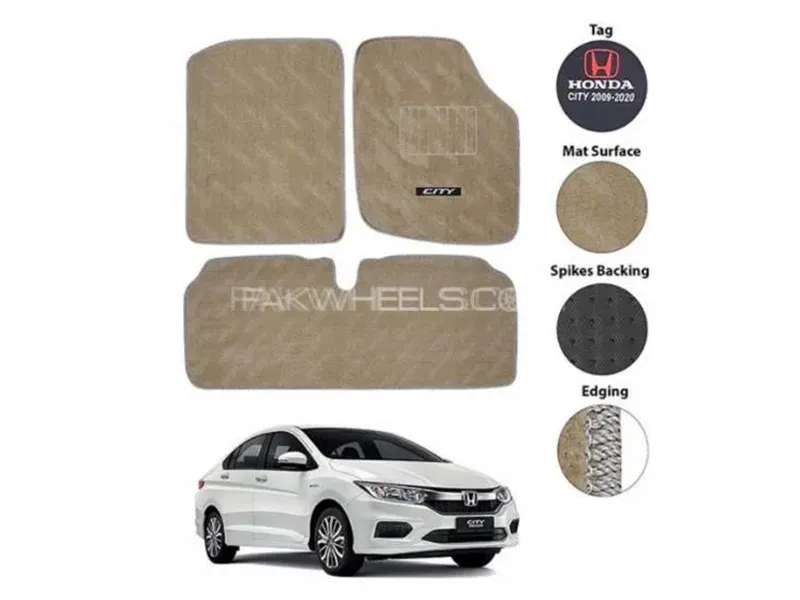 Honda City 2022-2024 Carpet Floor Mat - Beige - OEM  Fitting - 3 Pcs Image-1
