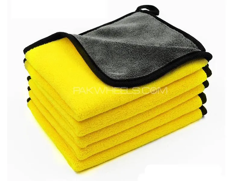 MicroFiber Towel - Microfiber Cloth - Yellow & Grey - 40cm × 40cm - Pack Of 1 Image-1