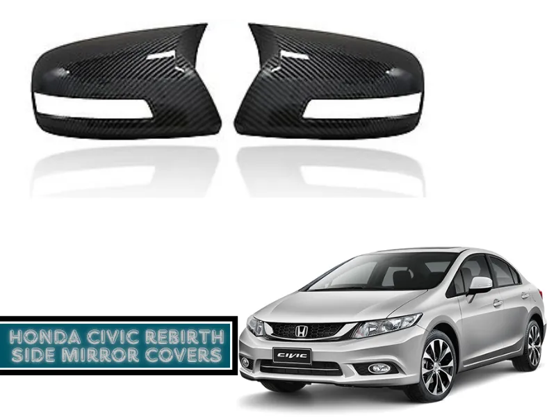 Honda Civic Rebirth 2012-2016 Carbon Fiber Side Mirror Covers | Rearview Side Mirror Trim Cover Image-1