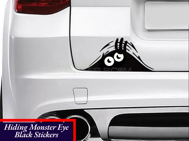1Pc Hiding Monster Eye Black Sticker | Monster 3D Monster Big Eye Car Window Bumper Sticker Image-1