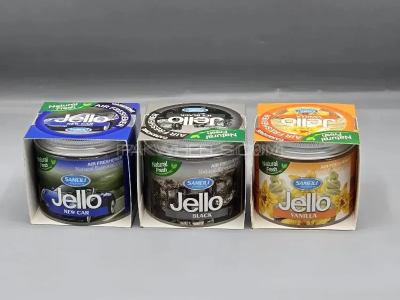 Pack Of 3 Jello Air Freshener 3 Flavor Black , New Car & Vanilla Perfume For Car Image-1