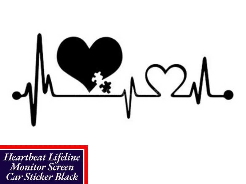 Premium Quality Black Heart Beat Lifeline Creative Car Stickers Car Window Personality Decorative Image-1