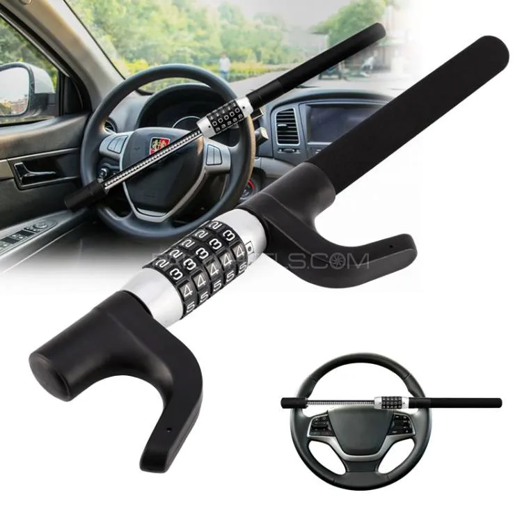 Secure Your Vehicle: Extendable Keyless Steering Wheel Lock with 5-Coded Password Protection Image-1
