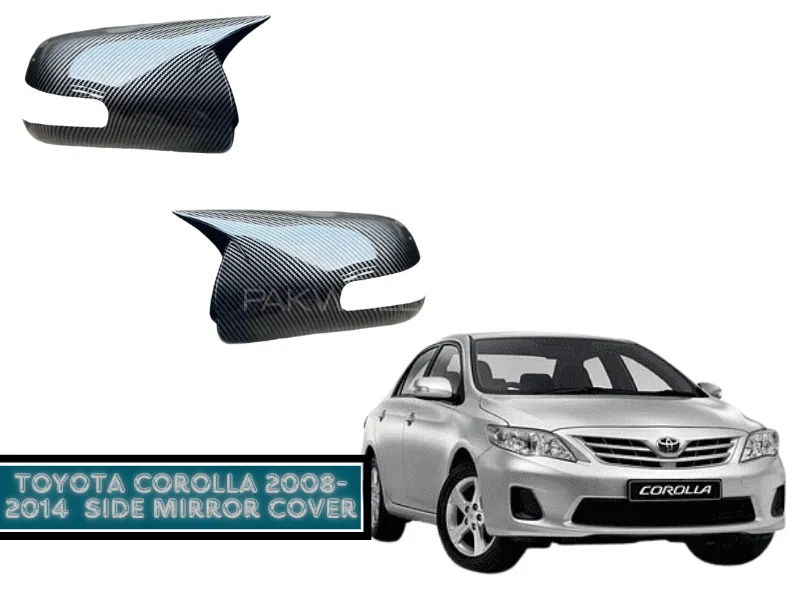 Toyota Corolla 2008-2014 Carbon Fiber Side Mirror Covers | Rearview Side Mirror Trim Cover Image-1