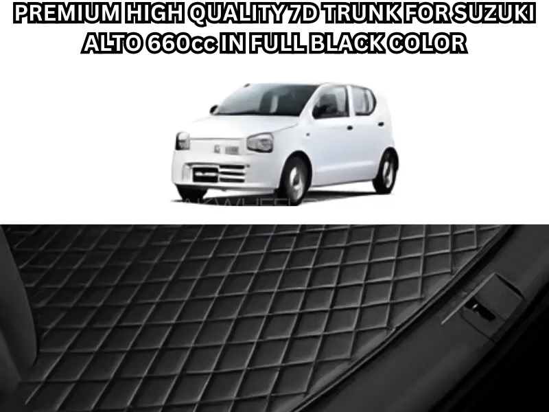 Premium Combo Pack: 4 Pcs Sun Shades & 7D Full Black Trunk Mat for Suzuki Alto 660cc Image-1