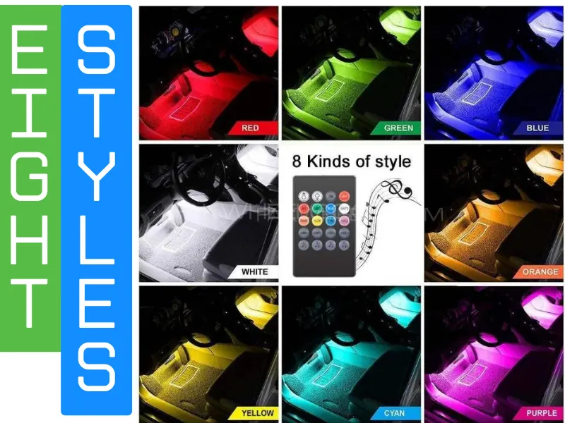 LED Car Interior Ambient Foot Strip Light Remote App Music Control Auto RGB Lamps LED Car Interior Ambient Foot Strip Light Remote App Music Control Auto RGB Lamps Image-3