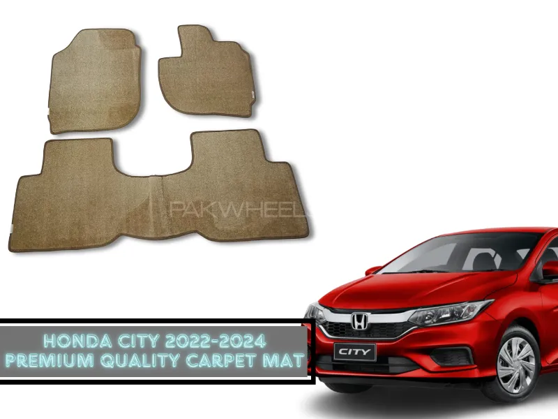 Premium Quality Honda City 2022-2024 Carpet Floor Mats Beige Color | Perfect Fit Mat Image-1