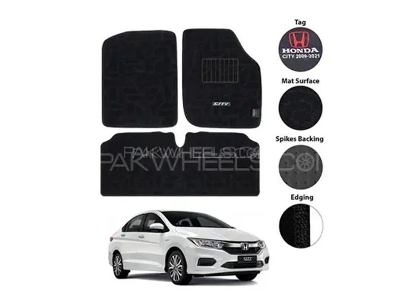 Honda City 2022-2024 Carpet Floor Mat - Black - OEM Fitting - 3 Pcs Image-1
