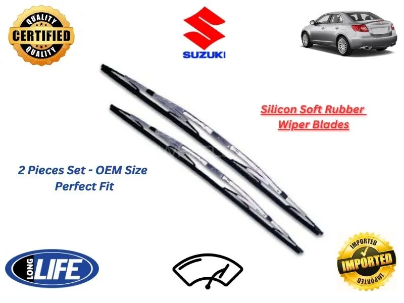 Suzuki Kizashi 2015-2017 Silicone Soft Rubber Wiper Blades - 2 Pieces Set Image-1