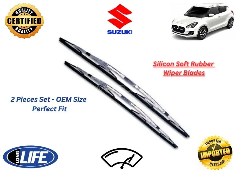 Suzuki Swift 2021-2024 Silicone Soft Rubber Wiper Blades - 2 Pieces Set Image-1